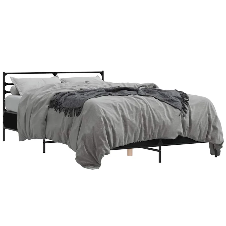 Cadre de lit sans matelas noir 140x190 cm - 2