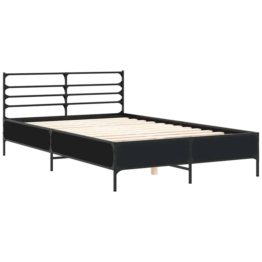 Cadre de lit sans matelas noir 140x190 cm - 3