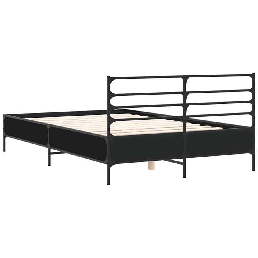 Cadre de lit sans matelas noir 140x190 cm - 6