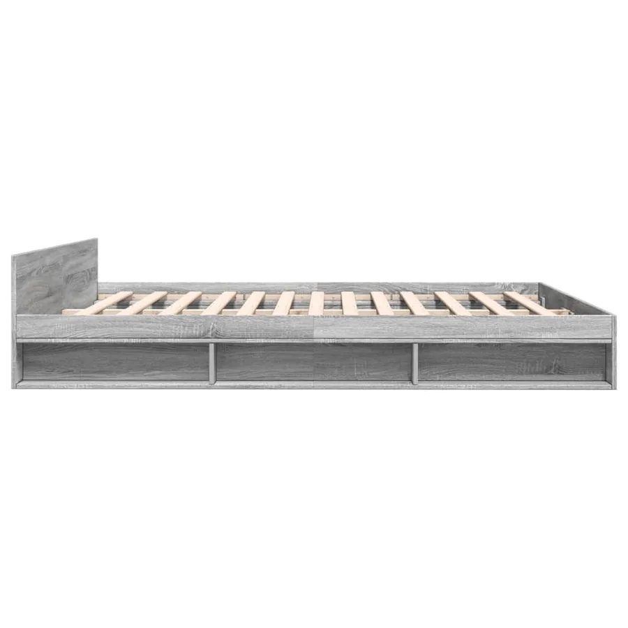 Cadre de lit avec tiroirs sans matelas sonoma gris 200x200 cm - 5