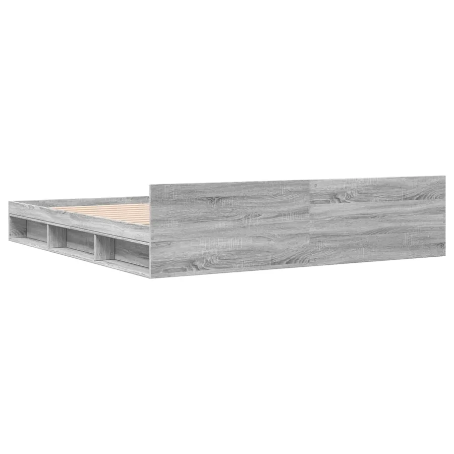 Cadre de lit avec tiroirs sans matelas sonoma gris 200x200 cm - 6