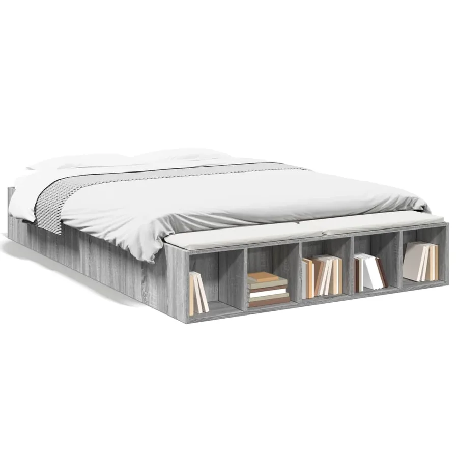 Cadre de lit sans matelas sonoma gris 150x200 cm - 2