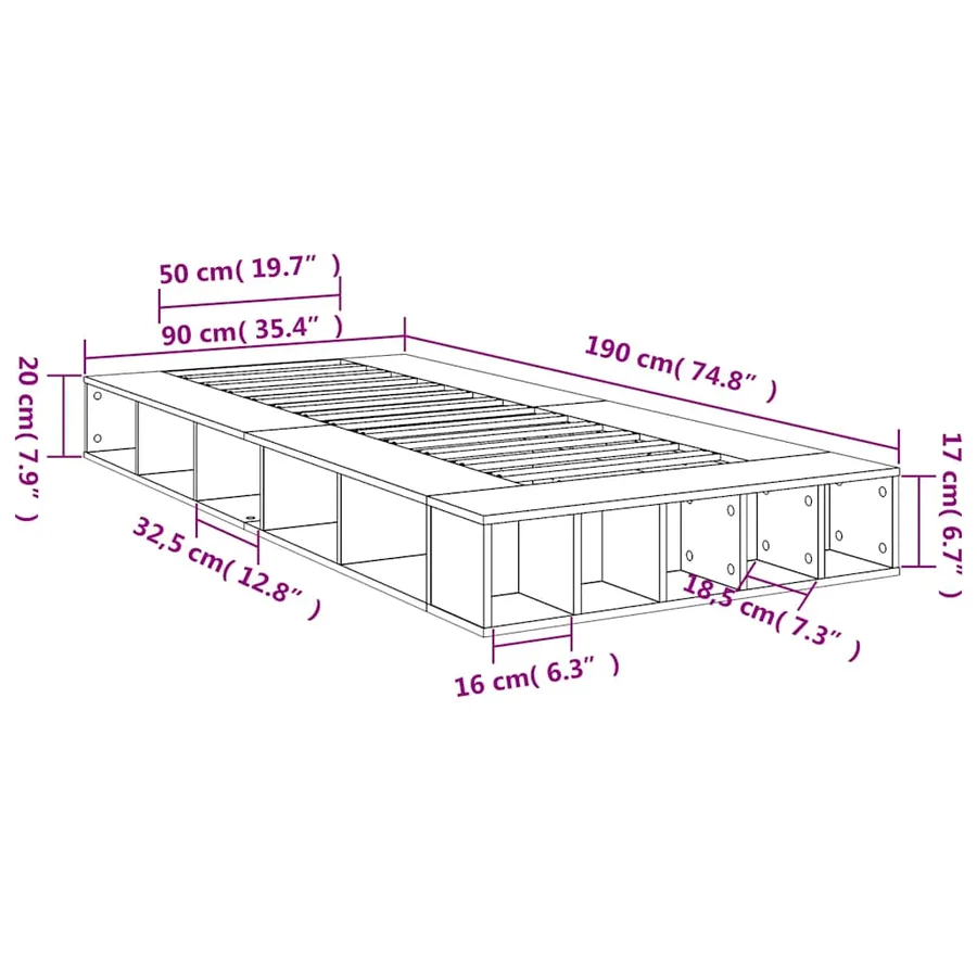 Cadre de lit sans matelas chêne marron 90x190 cm - 10