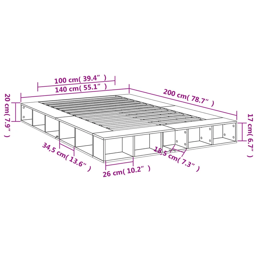 Cadre de lit sans matelas blanc 140x200 cm - 10