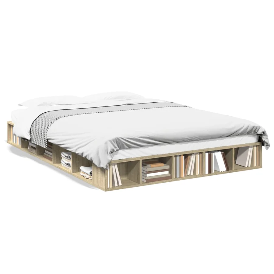 Cadre de lit sans matelas chêne sonoma 140x200 cm - 2