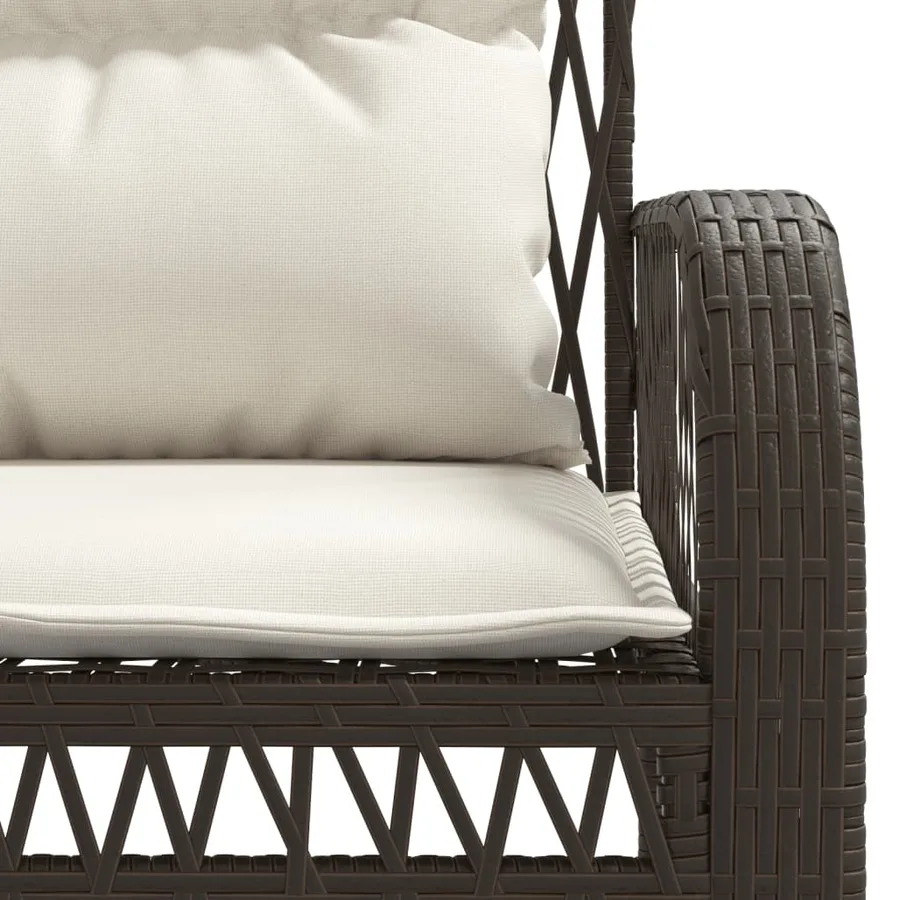 Salon de jardin 4 pcs avec coussins marron résine tressée - 10