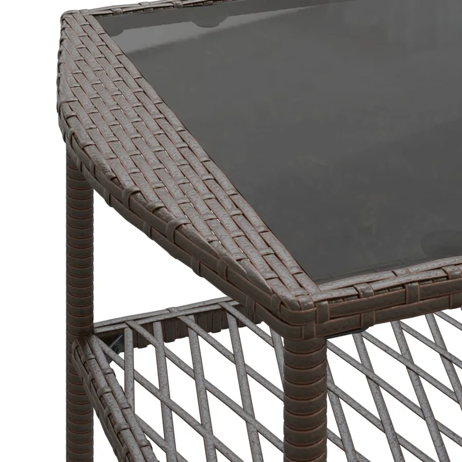 Salon de jardin 4 pcs avec coussins marron résine tressée - 12