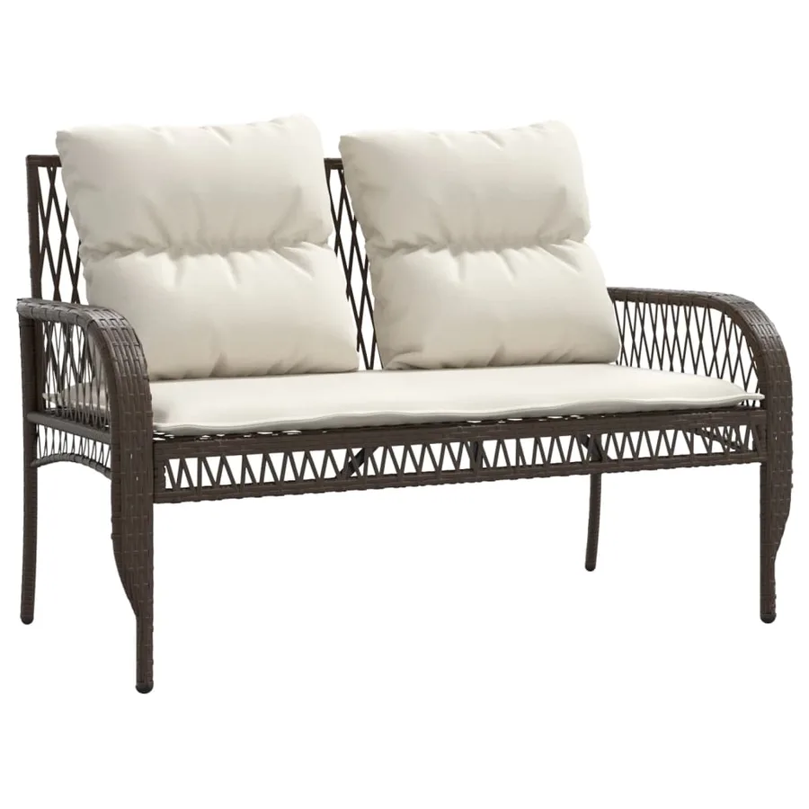 Salon de jardin 4 pcs avec coussins marron résine tressée - 4