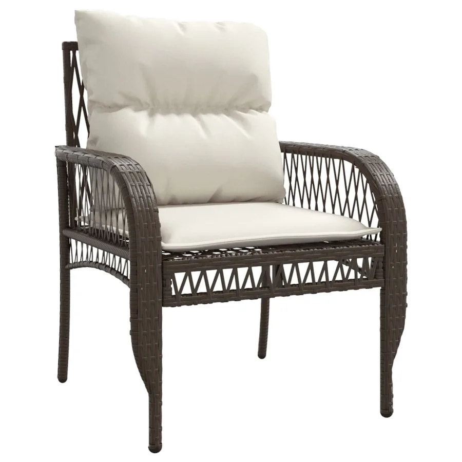Salon de jardin 4 pcs avec coussins marron résine tressée - 5