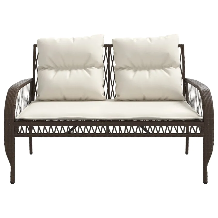 Salon de jardin 4 pcs avec coussins marron résine tressée - 7
