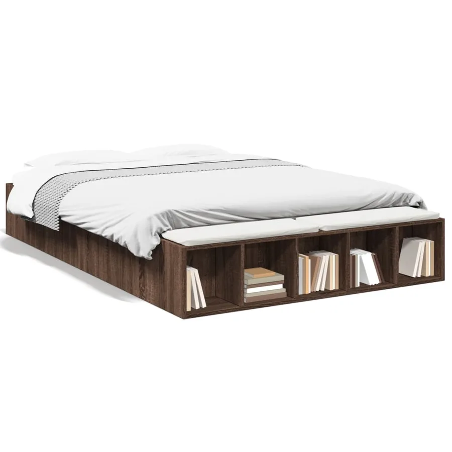 Cadre de lit sans matelas chêne marron 140x200 cm - 2