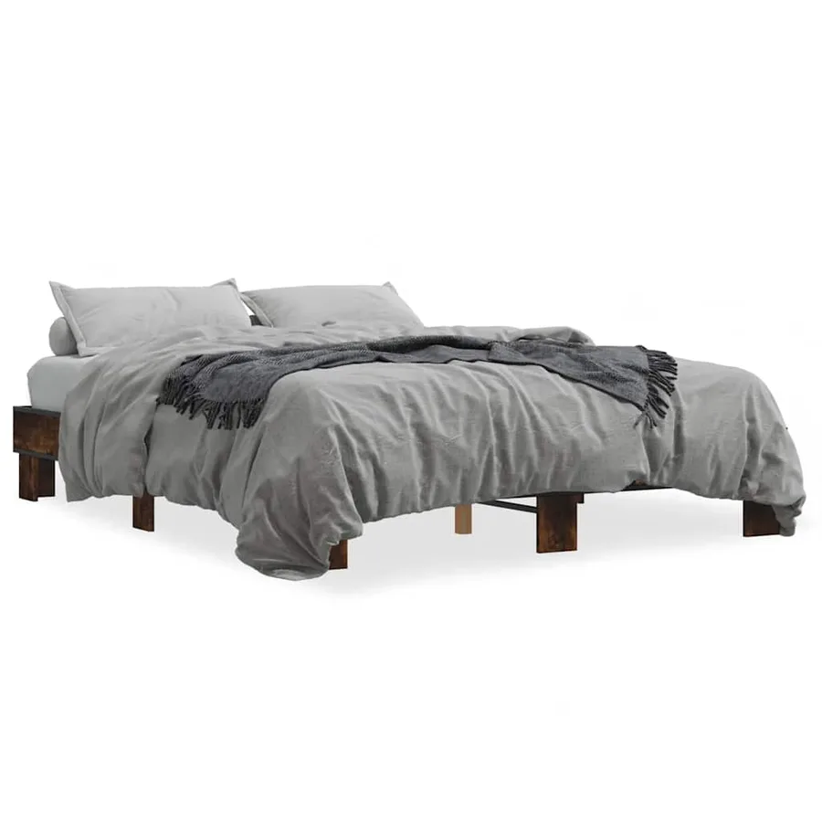 Cadre de lit sans matelas chêne fumé 150x200 cm - 2
