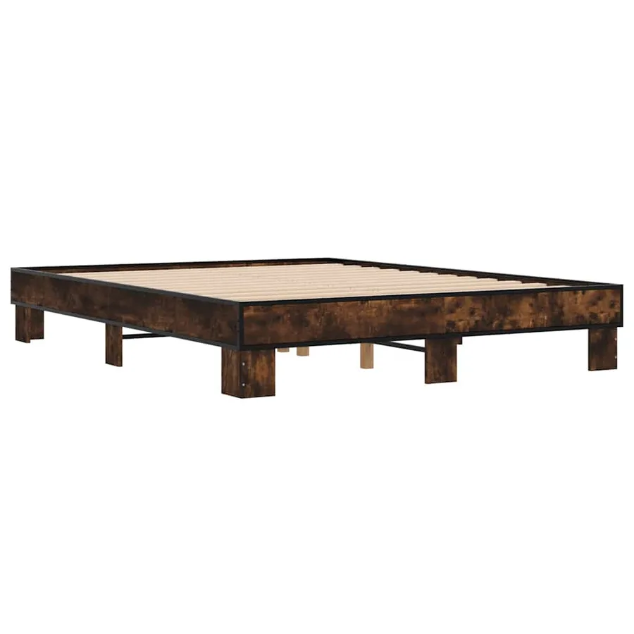 Cadre de lit sans matelas chêne fumé 150x200 cm - 6