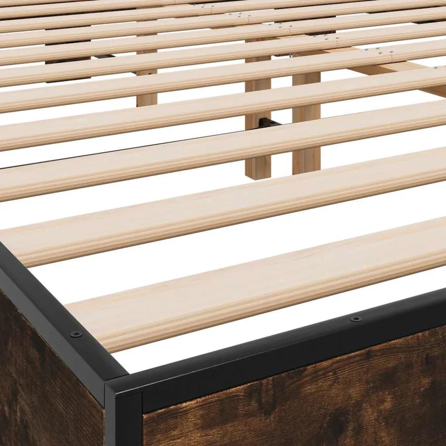 Cadre de lit sans matelas chêne fumé 150x200 cm - 7