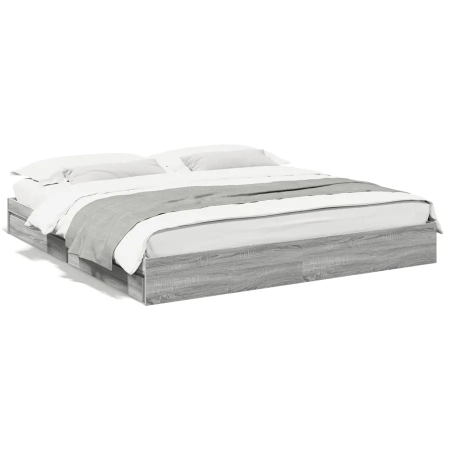 Cadre de lit avec tiroirs sans matelas sonoma gris 200x200 cm - 2