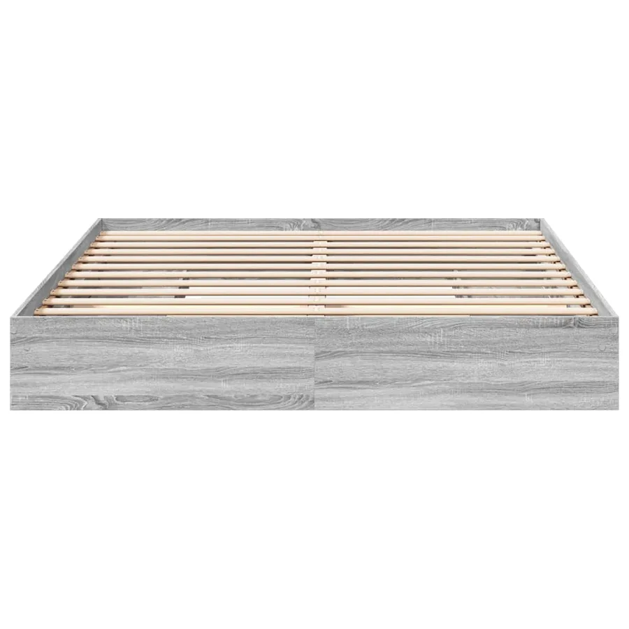 Cadre de lit avec tiroirs sans matelas sonoma gris 200x200 cm - 4