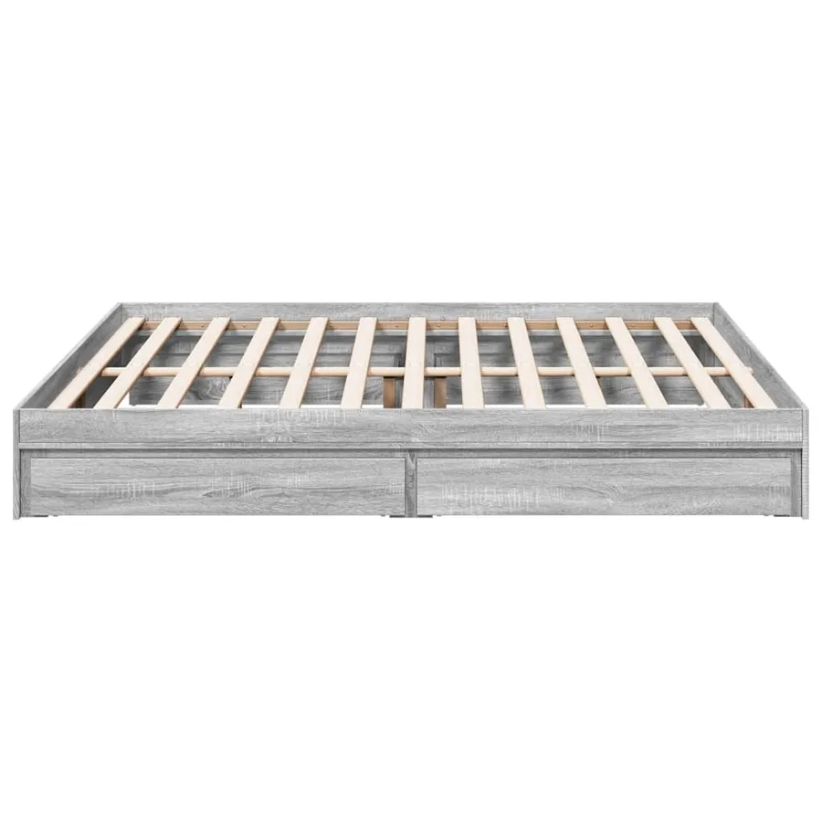 Cadre de lit avec tiroirs sans matelas sonoma gris 200x200 cm - 5