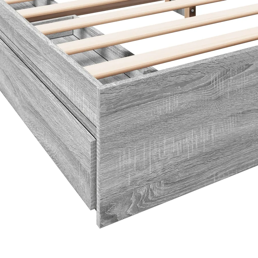Cadre de lit avec tiroirs sans matelas sonoma gris 200x200 cm - 8