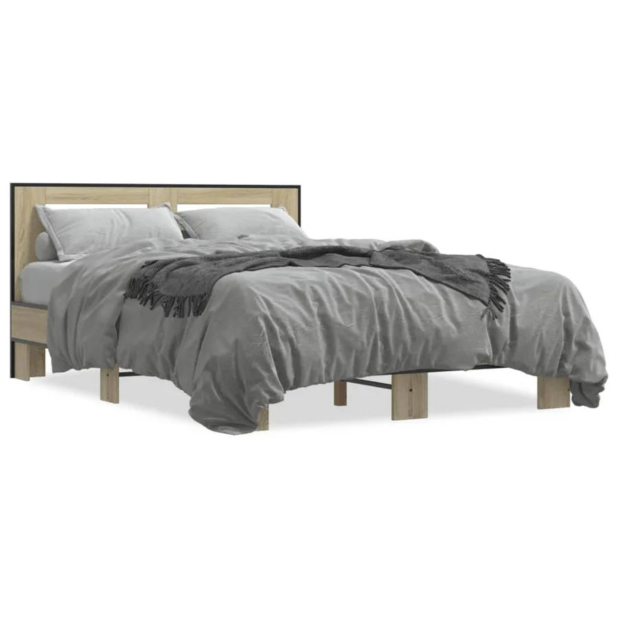 Cadre de lit sans matelas chêne sonoma 140x190 cm - 2