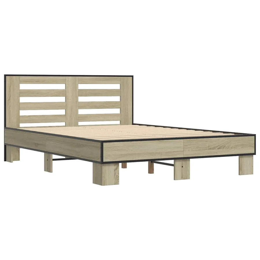 Cadre de lit sans matelas chêne sonoma 140x190 cm - 3