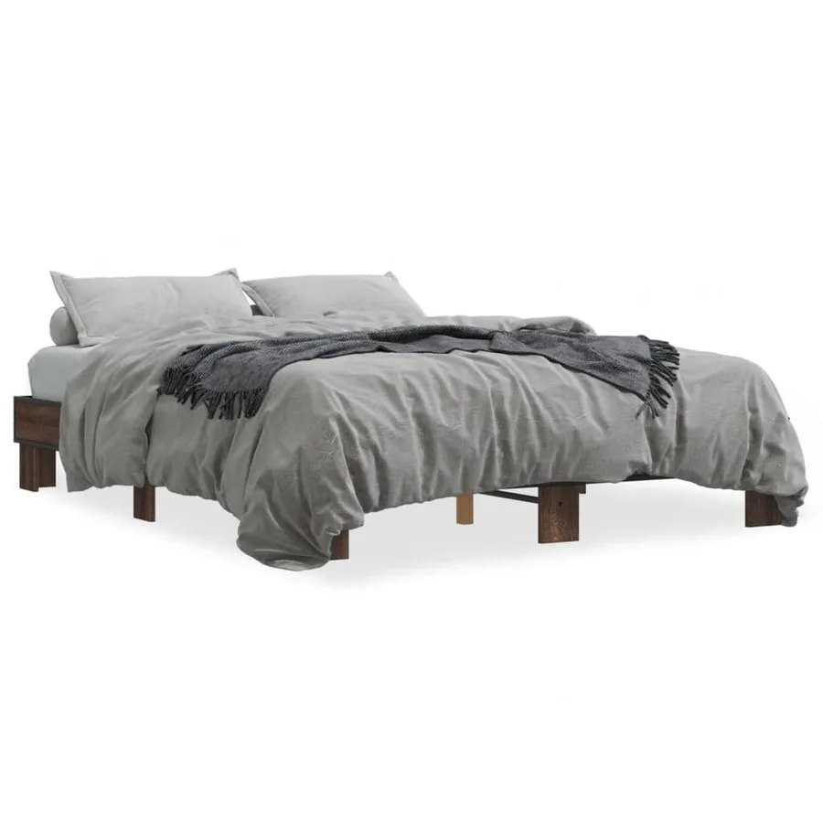Cadre de lit sans matelas chêne marron 150x200 cm - 2
