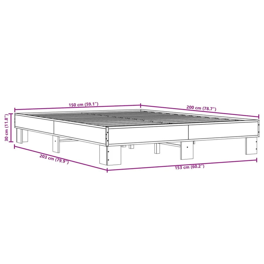 Cadre de lit sans matelas chêne marron 150x200 cm - 9