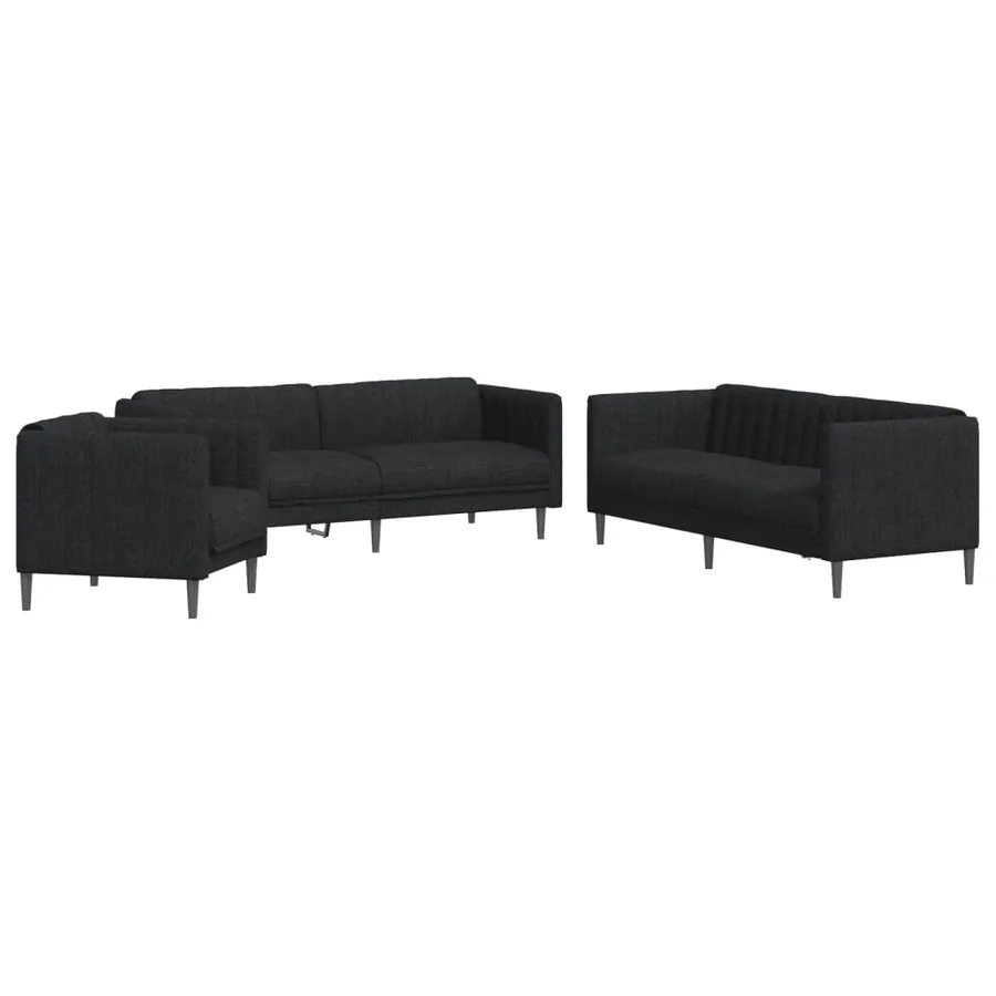 Ensemble de canapés 3 pcs noir tissu - 2