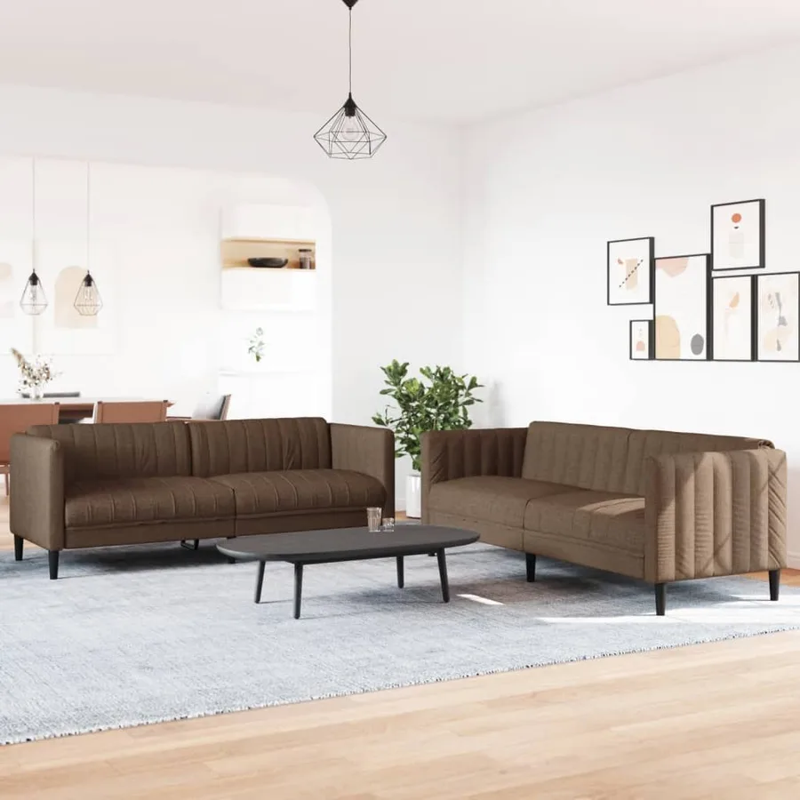 Ensemble de canapés 2 pcs marron tissu - 3