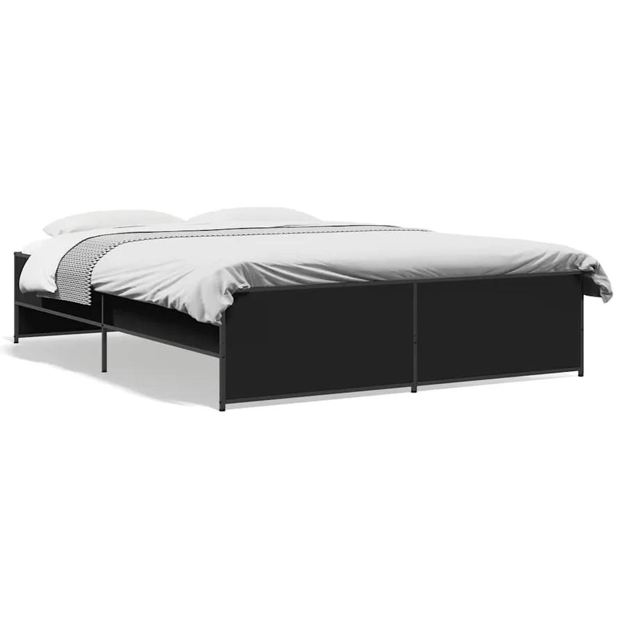Cadre de lit sans matelas noir 140x200 cm - 2