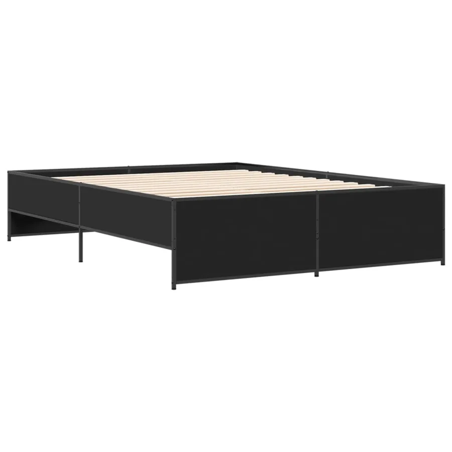 Cadre de lit sans matelas noir 140x200 cm - 6