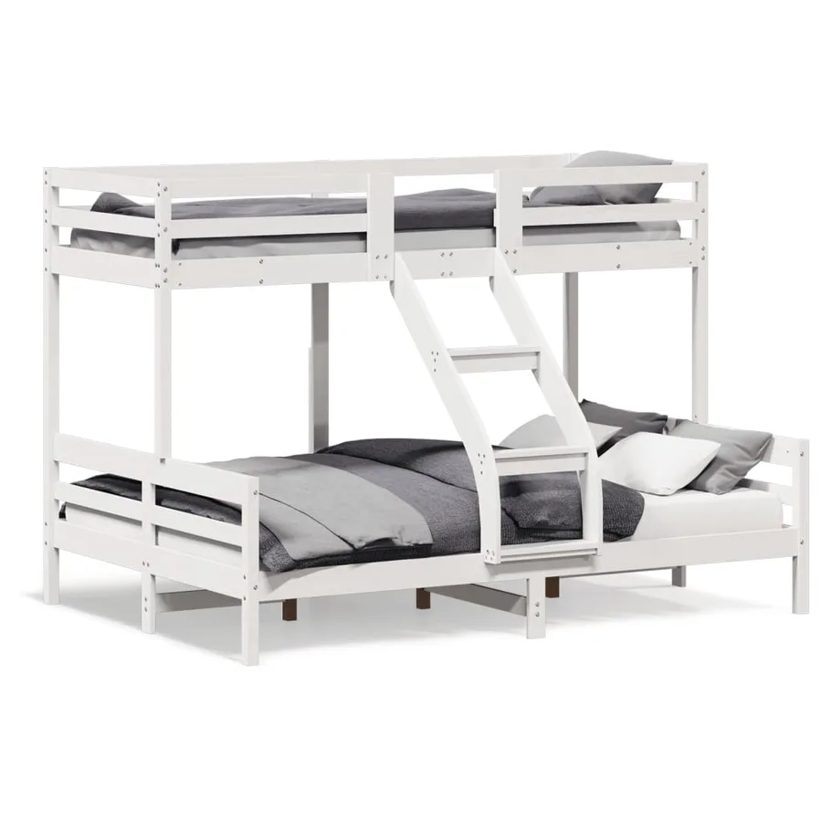 Lit superposé sans matelas 80x200/140x200 cm blanc bois massif - 2