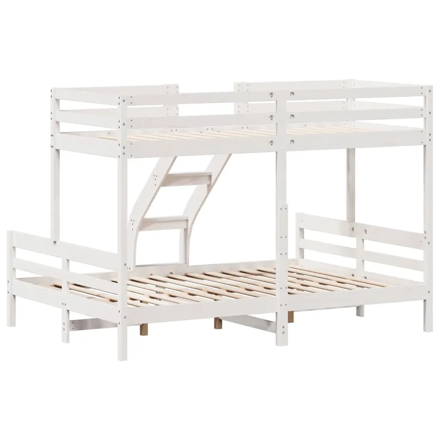 Lit superposé sans matelas 80x200/140x200 cm blanc bois massif - 6