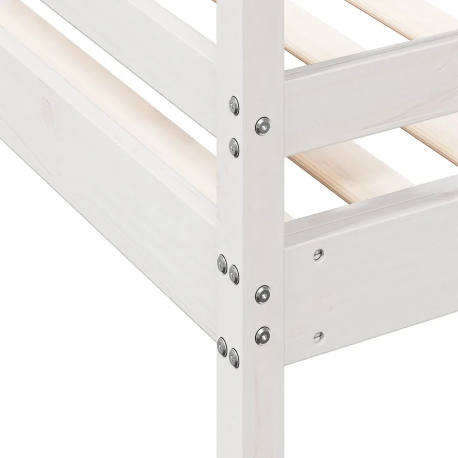 Lit superposé sans matelas 80x200/140x200 cm blanc bois massif - 7