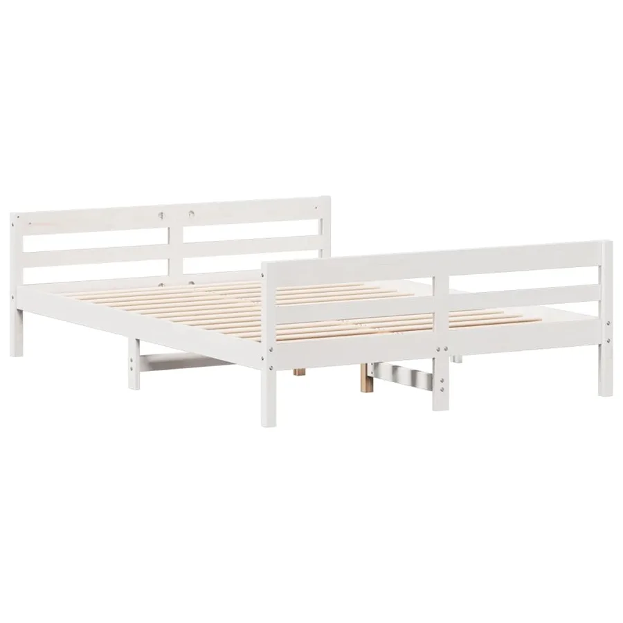 Cadre de lit sans matelas blanc 140x200 cm bois de pin massif - 3