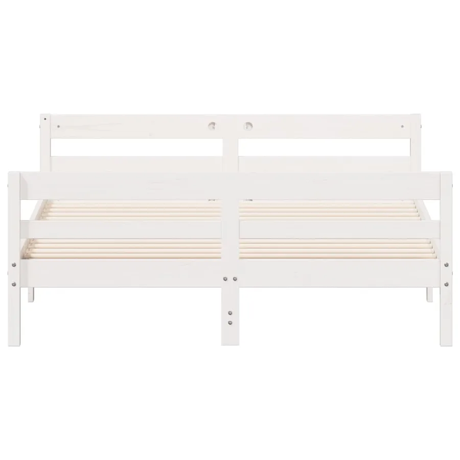 Cadre de lit sans matelas blanc 140x200 cm bois de pin massif - 4