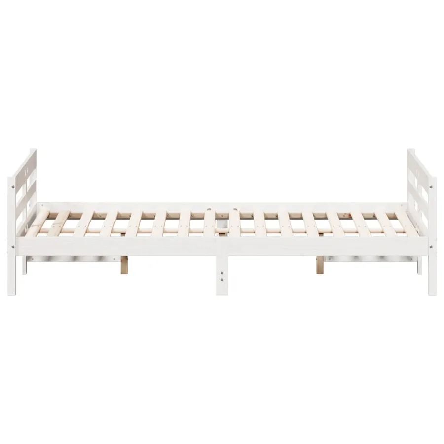 Cadre de lit sans matelas blanc 140x200 cm bois de pin massif - 5