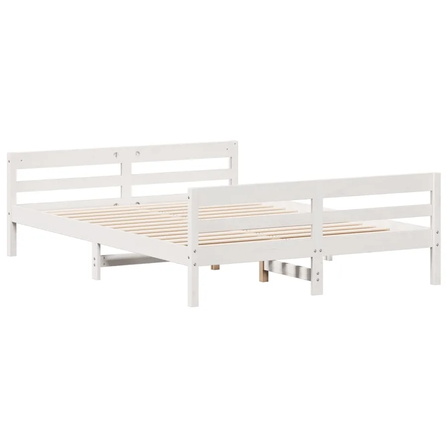 Cadre de lit sans matelas blanc 140x200 cm bois de pin massif - 6