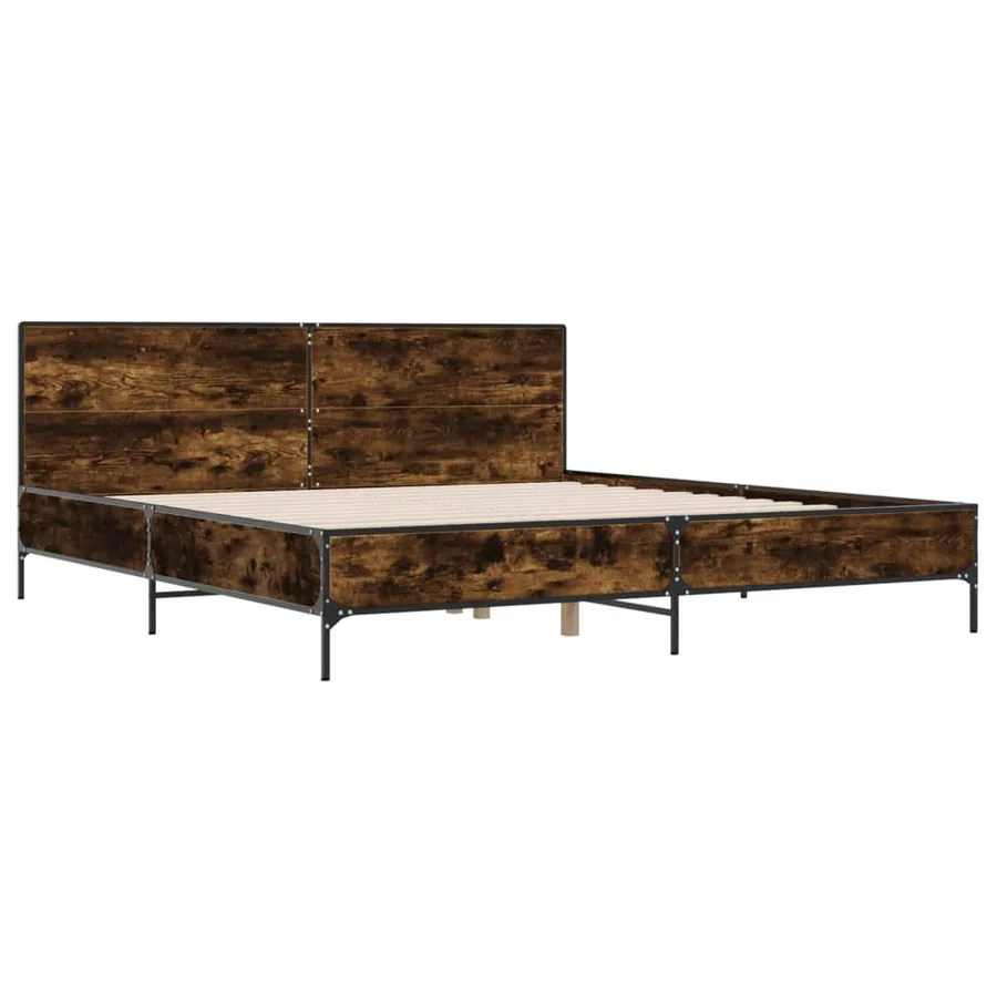 Cadre de lit sans matelas chêne fumé 180x200 cm - 3