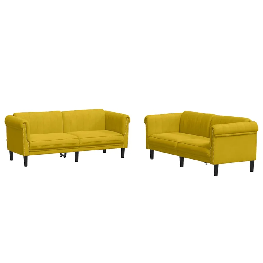 Ensemble de canapés 2 pcs jaune velours - 2