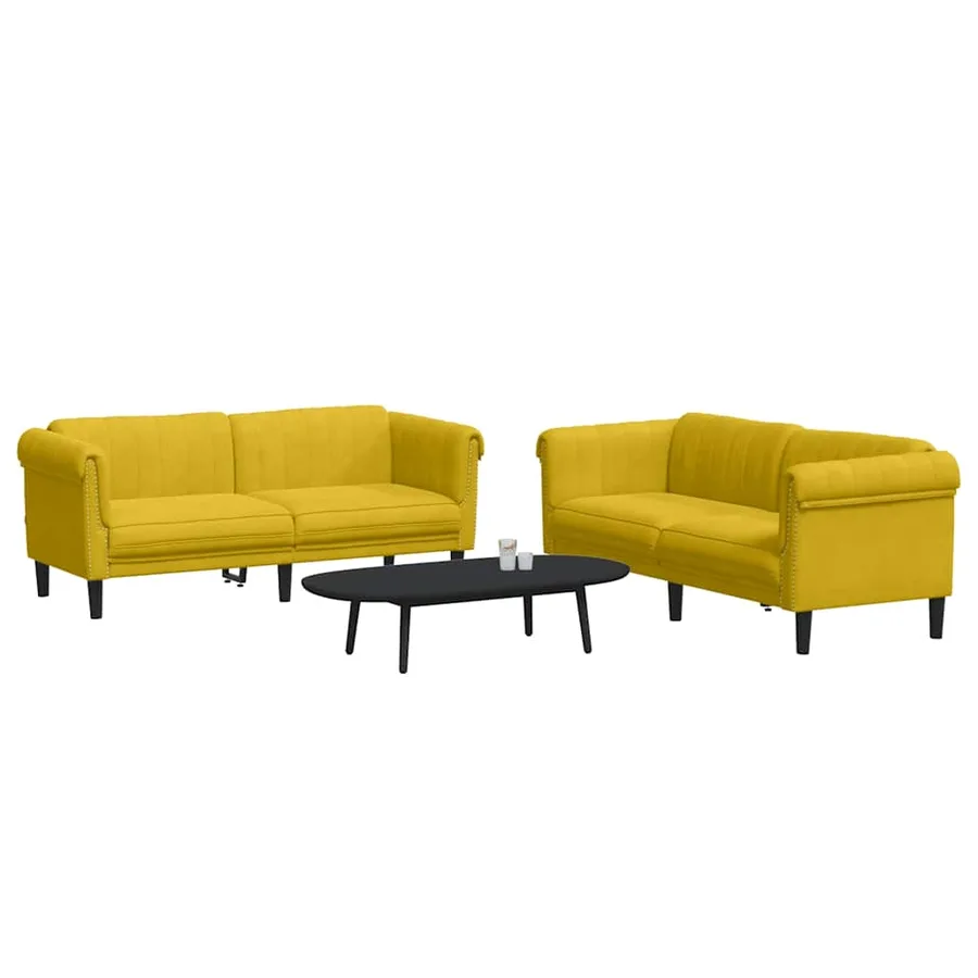 Ensemble de canapés 2 pcs jaune velours - 3