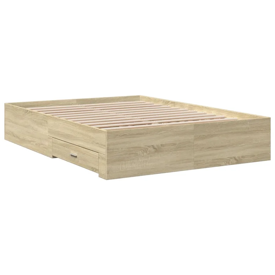 Cadre de lit avec tiroirs sans matelas chêne sonoma 120x190 cm - 3