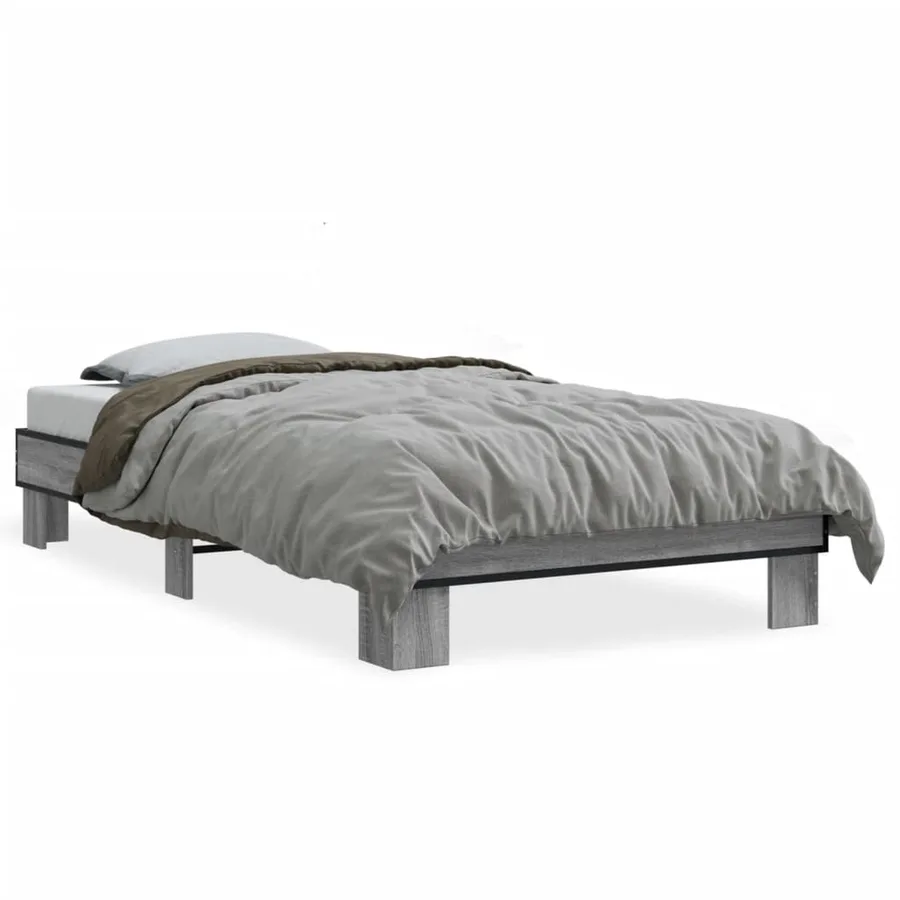 Cadre de lit sans matelas sonoma gris 100x200 cm - 2