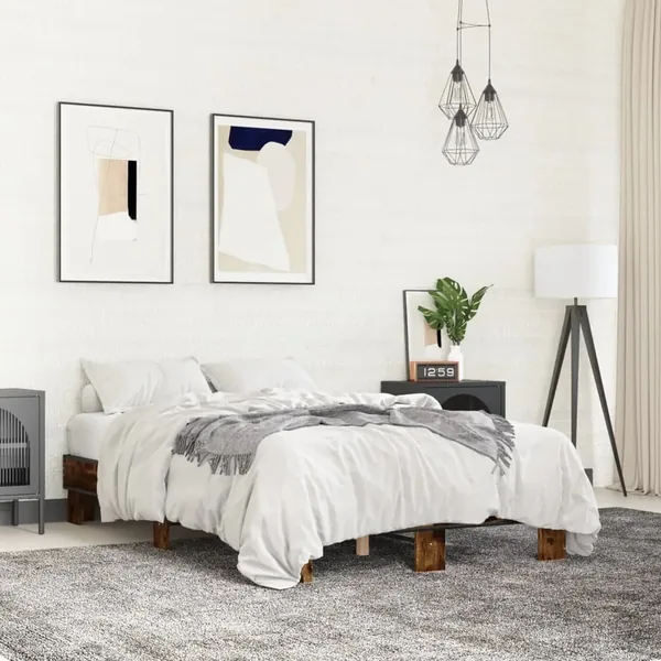 Cadre de lit sans matelas chêne fumé 120x200 cm