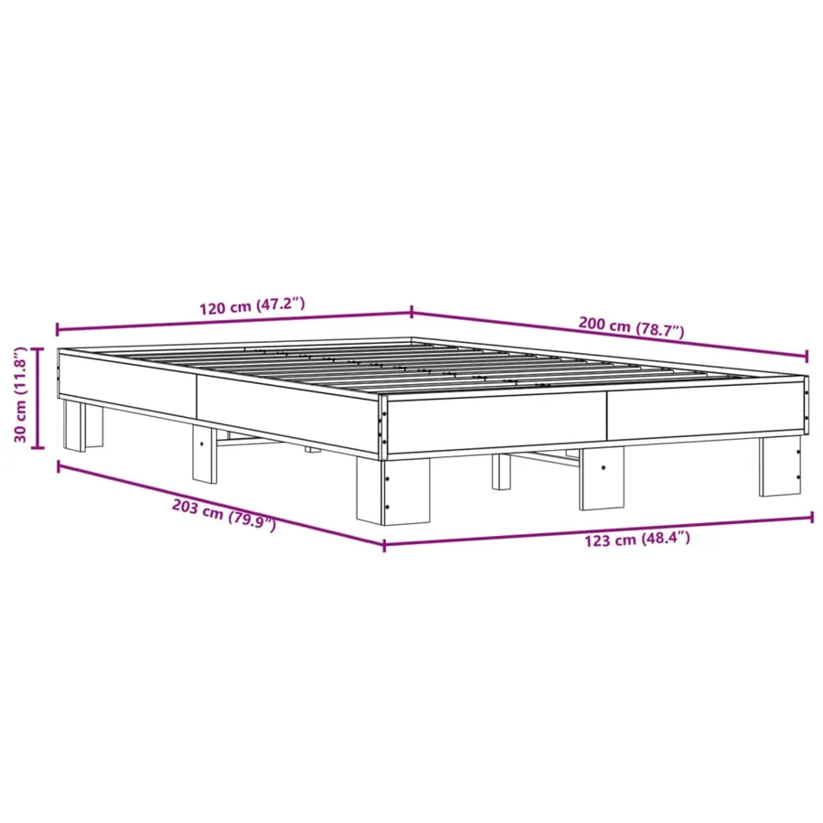 Cadre de lit sans matelas chêne fumé 120x200 cm - 9
