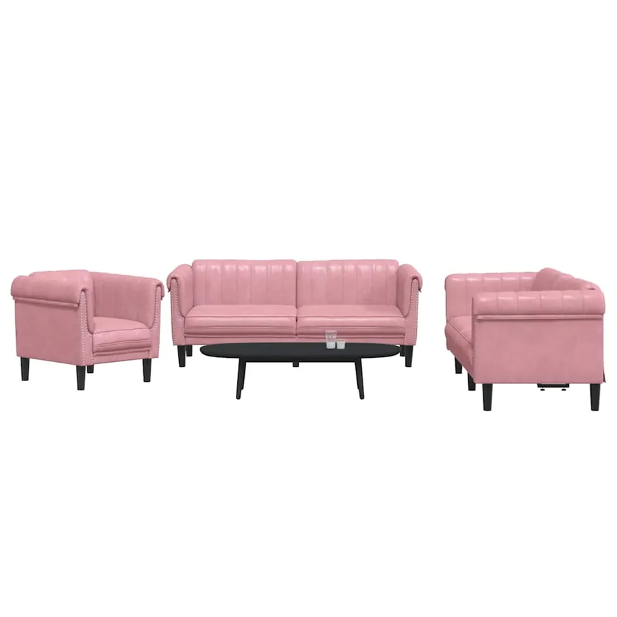 Ensemble de canapés 3 pcs rose velours