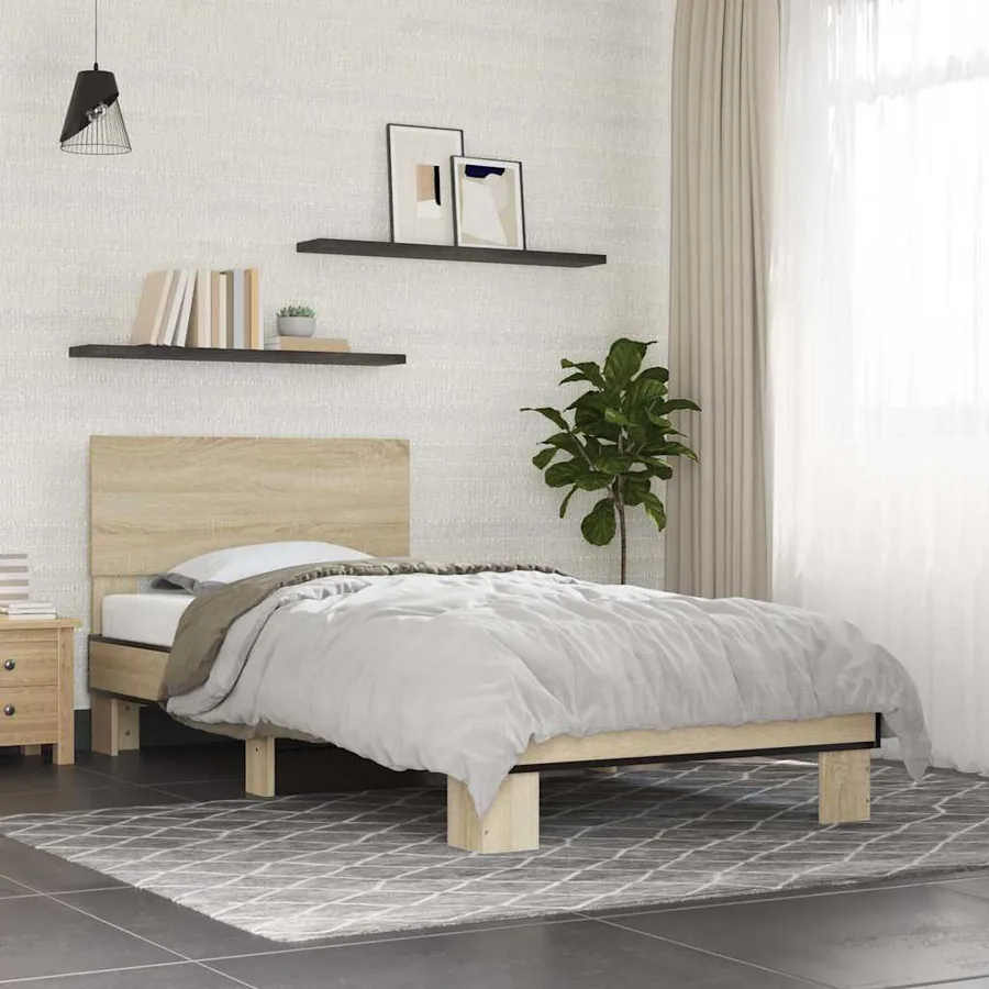 Cadre de lit sans matelas chêne sonoma 75x190 cm