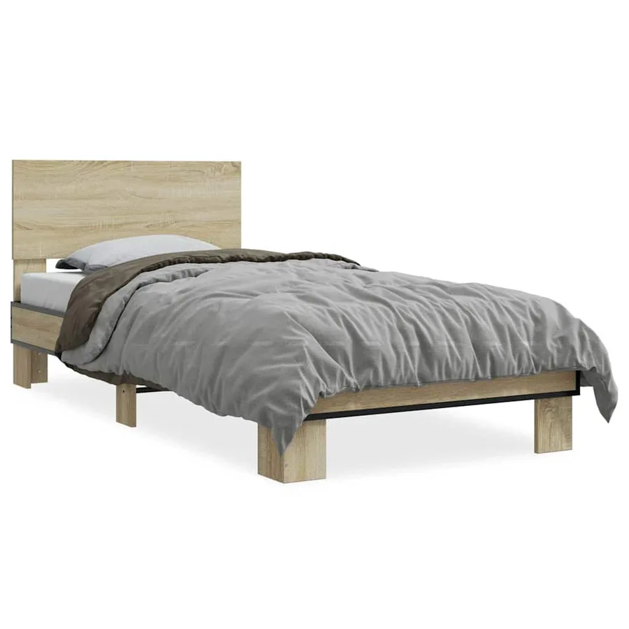 Cadre de lit sans matelas chêne sonoma 75x190 cm - 2