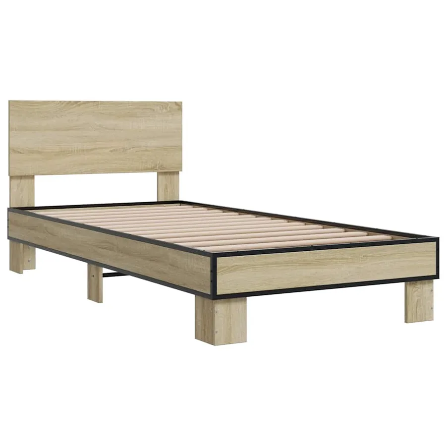 Cadre de lit sans matelas chêne sonoma 75x190 cm - 3
