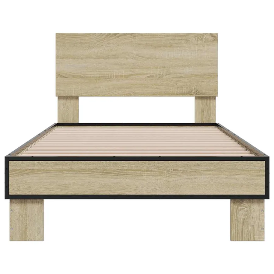 Cadre de lit sans matelas chêne sonoma 75x190 cm - 4