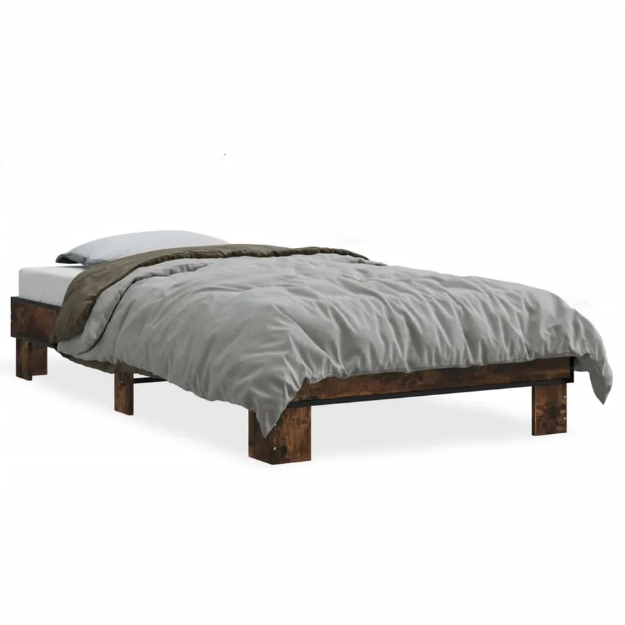 Cadre de lit sans matelas chêne fumé 75x190 cm - 2